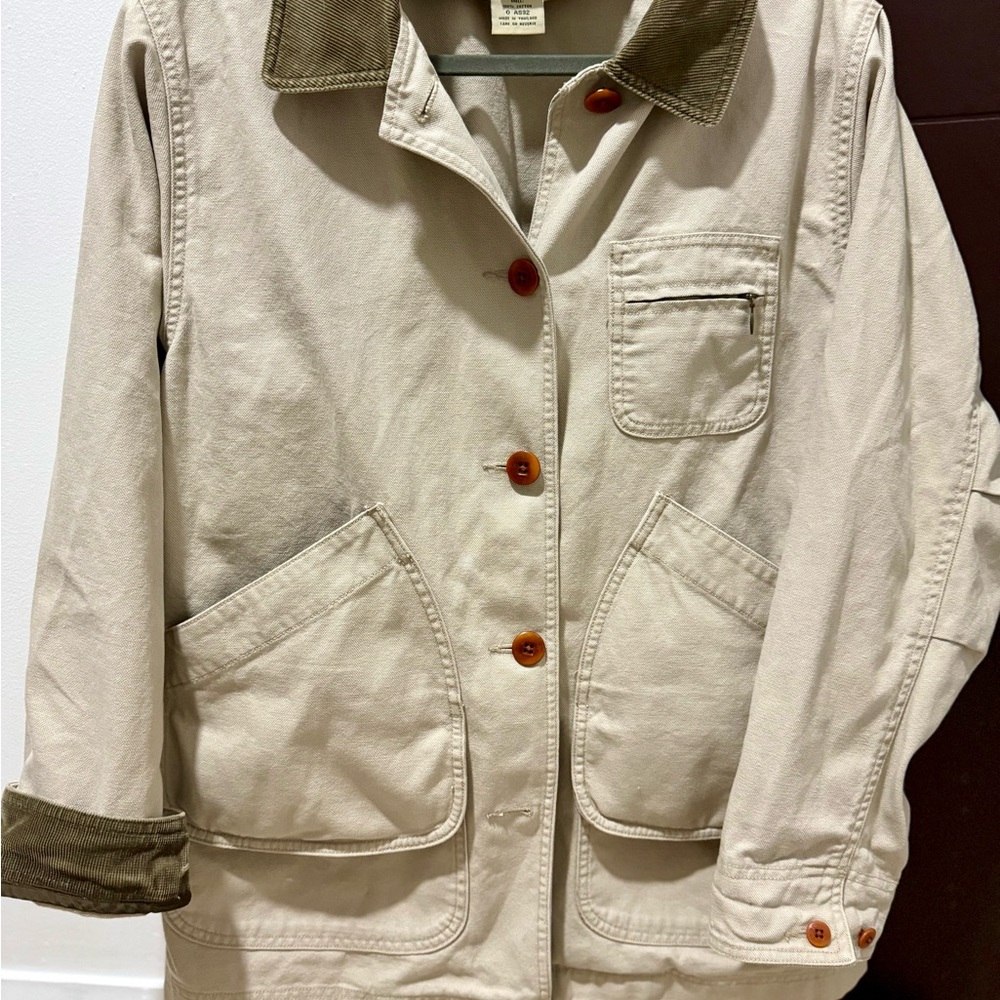L.L. Bean Canvas Utility Barn Coat Corduroy Collar
